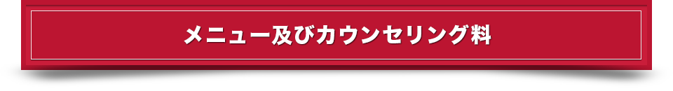 メニュー及びカウンセリング料金